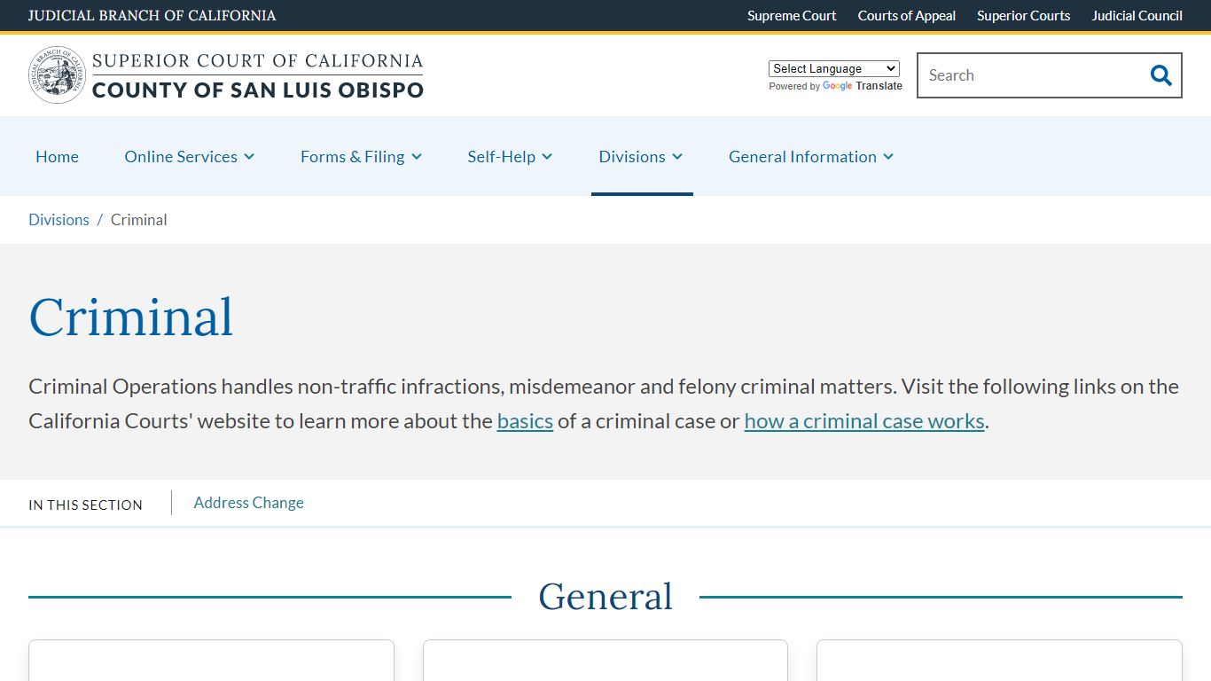Criminal | Superior Court of California | County of San Luis Obispo