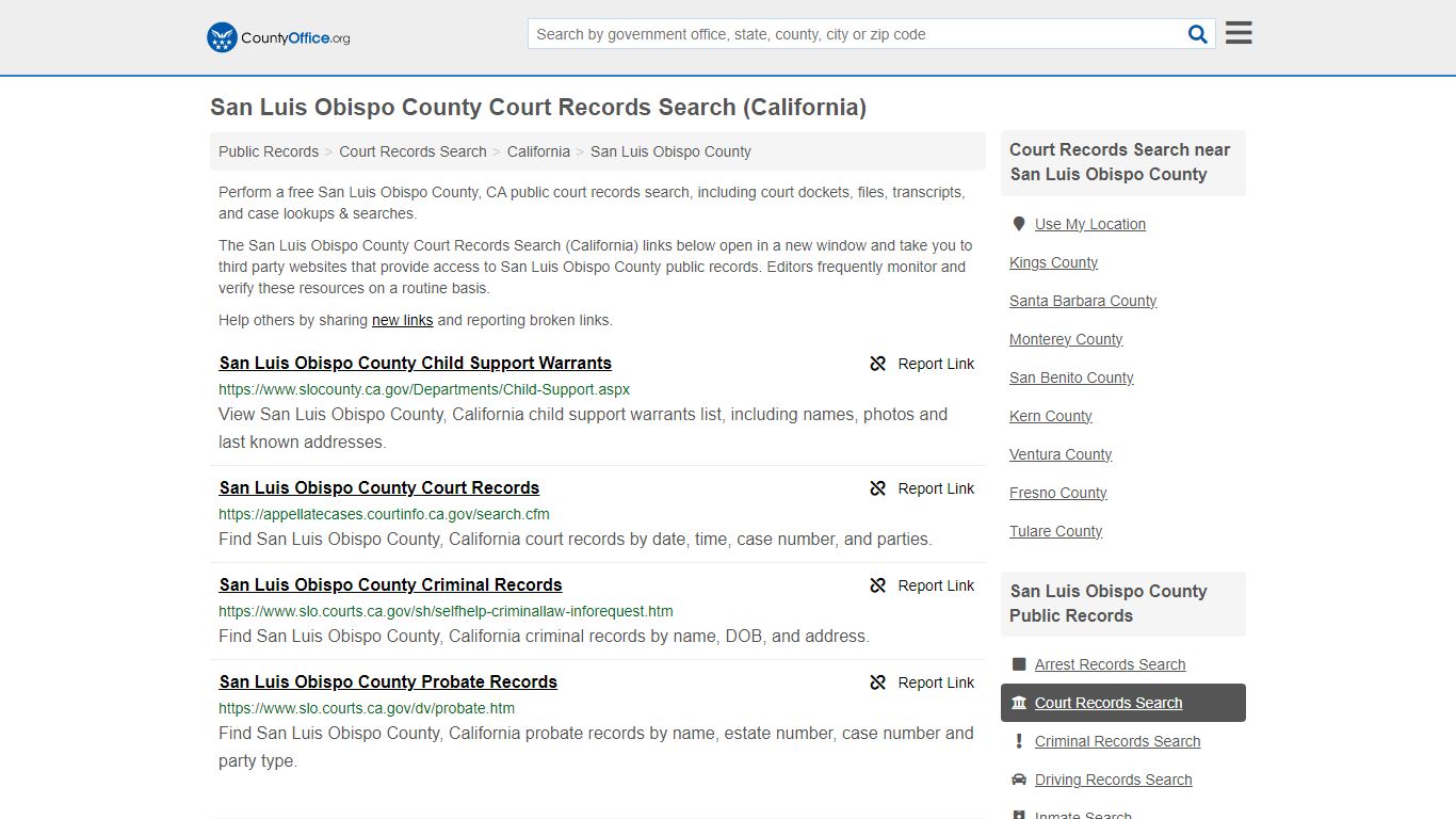 San Luis Obispo County Court Records Search (California)
